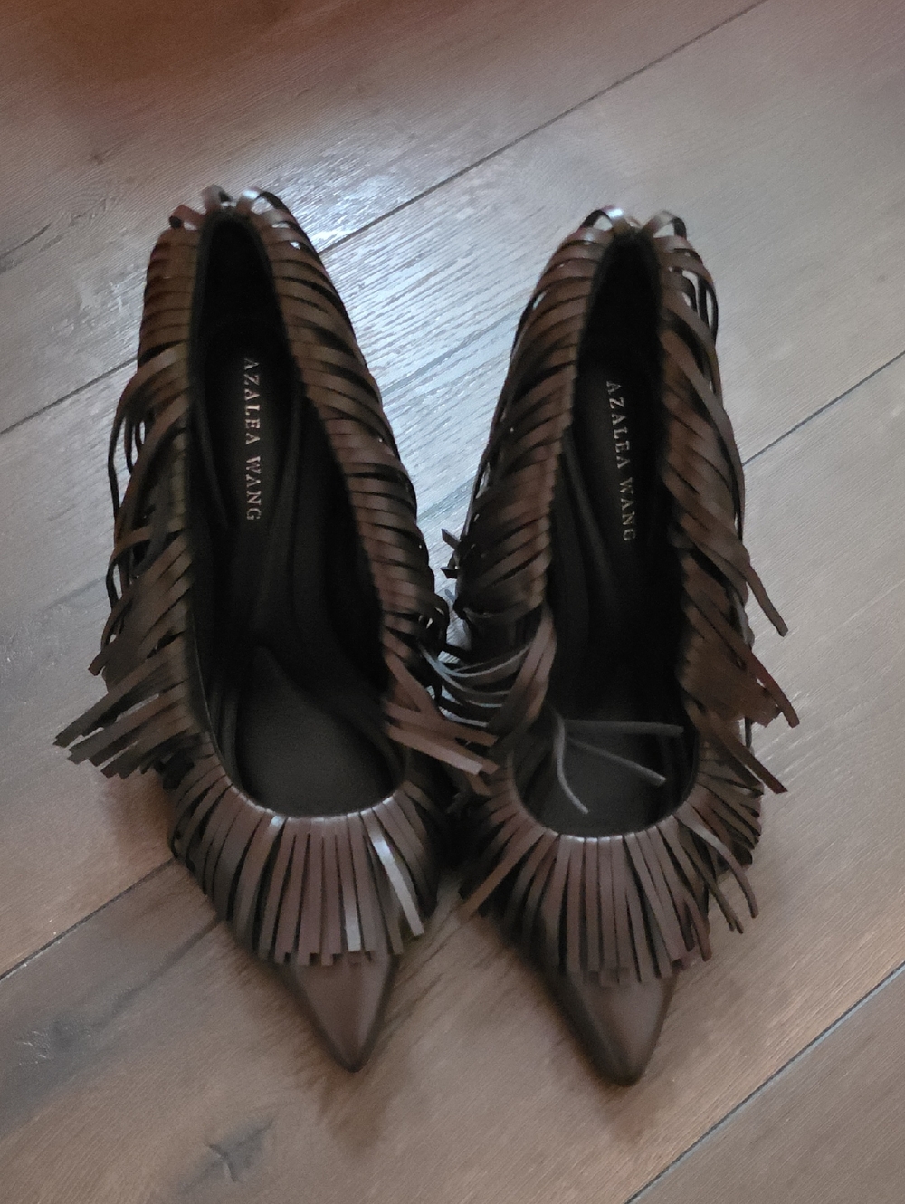 Azalea Wang Akria Brown Fringe Pointed-Toe Women's Pumps